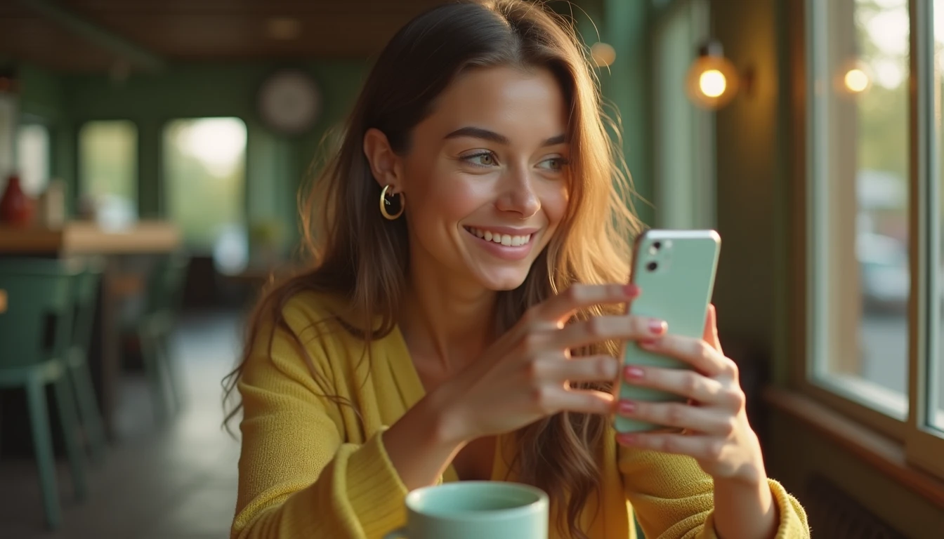 fiatal magyar influencer termékértékelést készít egy kávézóban