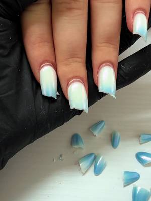 🥹🩵#nailtransformation #beforeandnow #longtoshort 